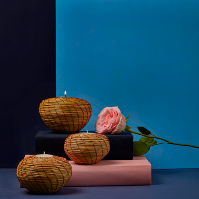 Porta velas mostaza legado de cobre